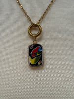 Load image into Gallery viewer, Uno Wild Card Charm on Gold Singapore Chain w/ Carabiner
