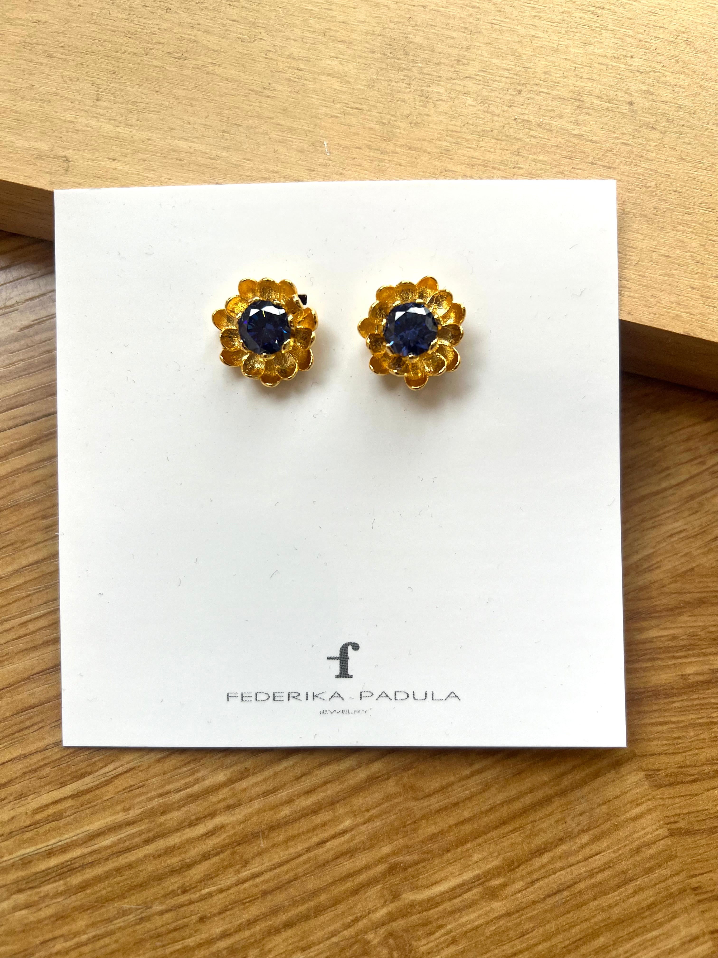 Camelia Flower Studs in Tanzanite