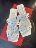 Load image into Gallery viewer, Caly Studded Slide Sandal in White
