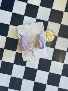 Translucent Teardrop Earring in Light Pink Swirl