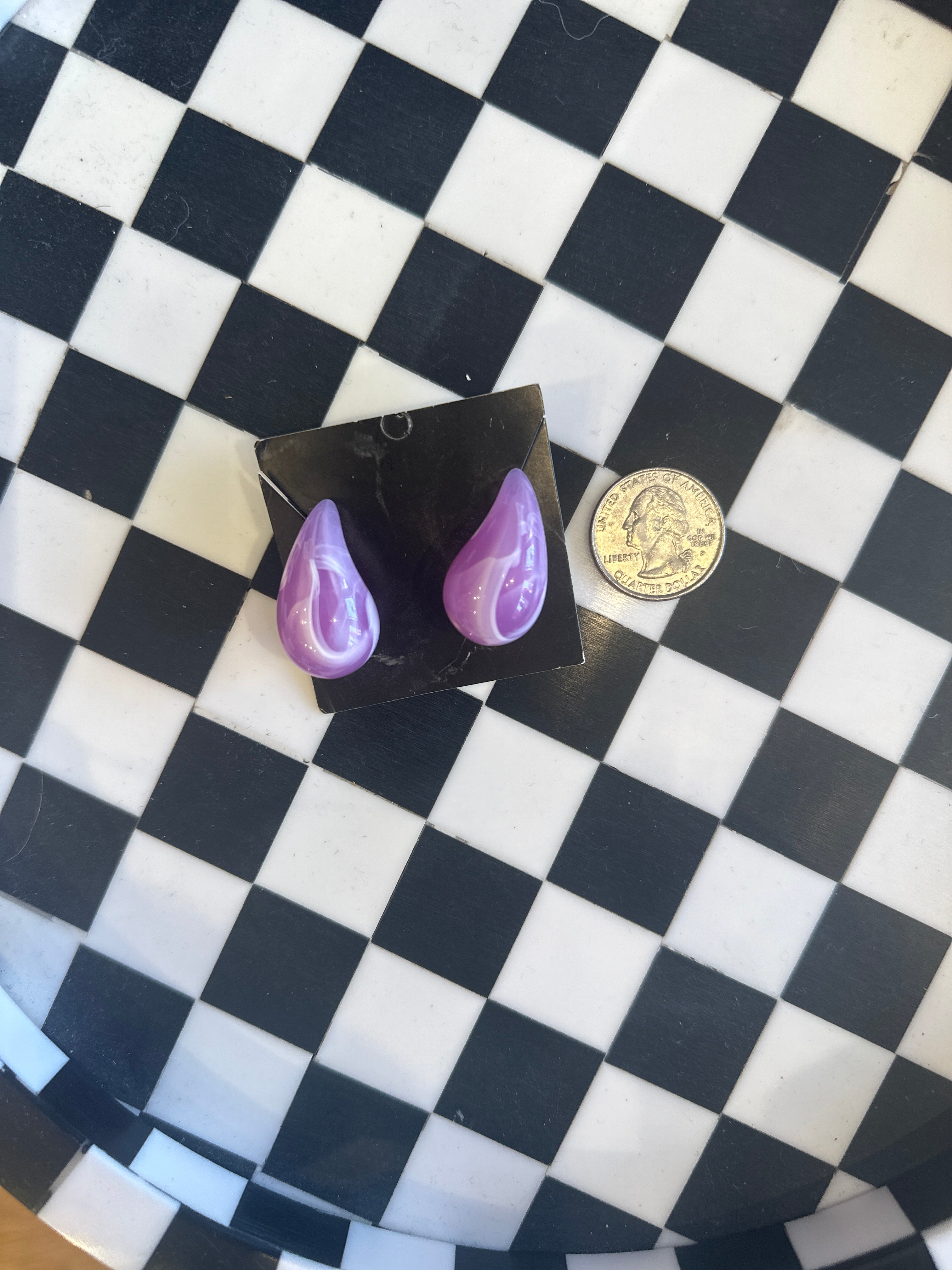 Translucent Teardrop Earring in Purple Swirl