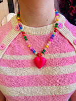 Load image into Gallery viewer, Candy Heart Necklace in Hot Pink
