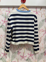 Load image into Gallery viewer, Striped Cardigan in Navy/White
