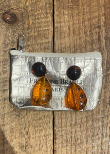 Cuba Resin Earrings in Spotted Amber