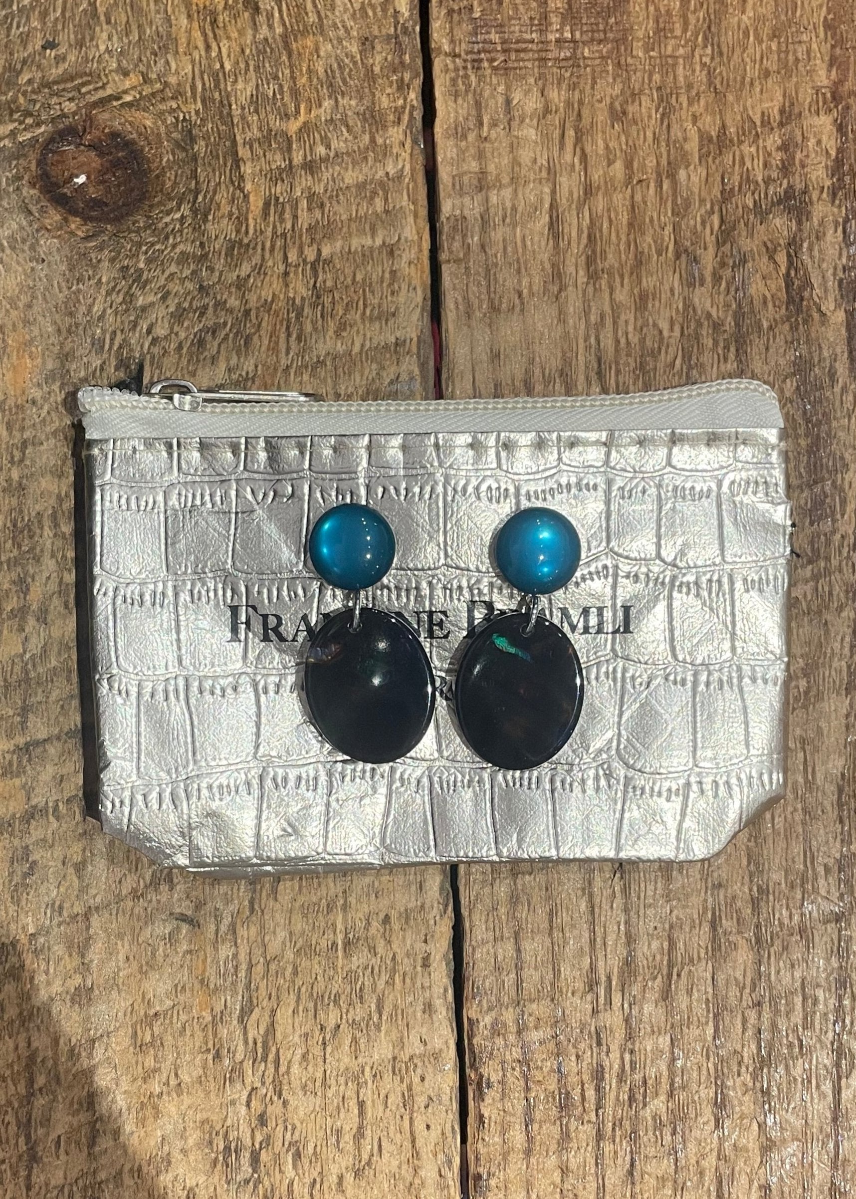 Kenya Resin Earring in Teal and Tortoise