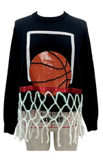 Load image into Gallery viewer, Basketball Net Fringe Sweater in Black
