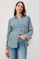 Load image into Gallery viewer, Ingrid Shirt in Blue Blossoms
