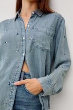 Load image into Gallery viewer, Ingrid Shirt in Blue Blossoms
