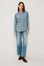 Load image into Gallery viewer, Ingrid Shirt in Blue Blossoms
