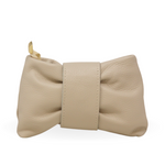 Load image into Gallery viewer, Italian Leather Bow Clutch/Crossbody Bag in Beige
