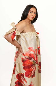 Iris Gown in Taupe Breezy Bloom