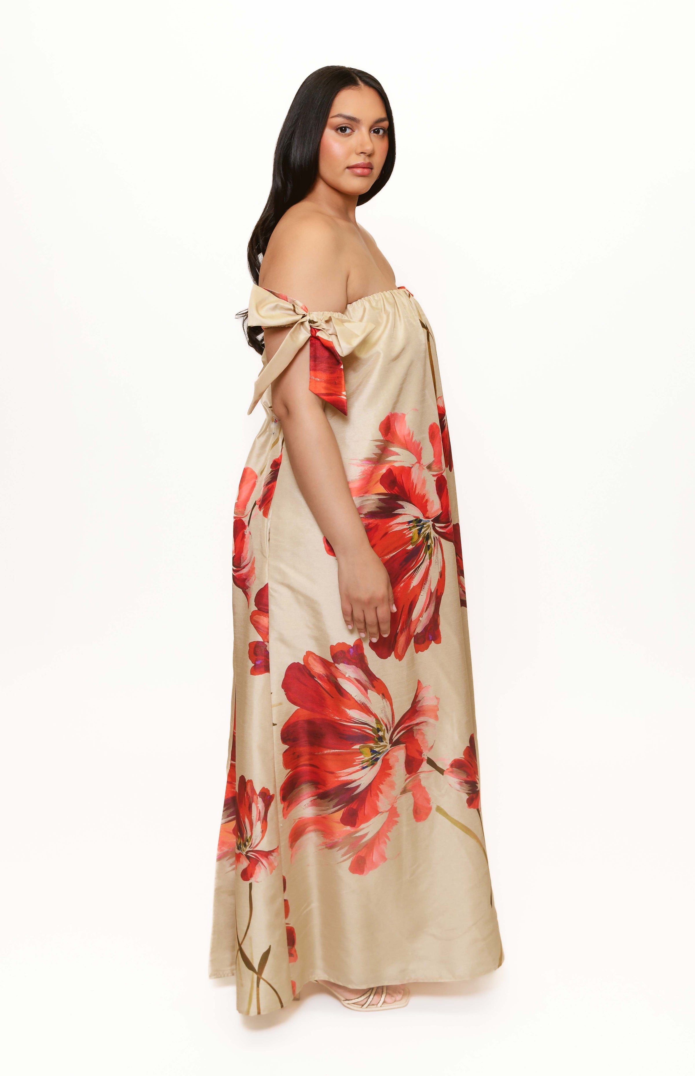 Iris Gown in Taupe Breezy Bloom