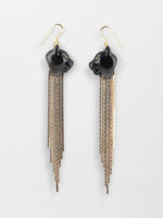 Load image into Gallery viewer, Black Panther Fringe Earrings
