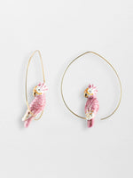 Load image into Gallery viewer, Pink Cockatoo Hoop Earrings
