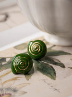 Load image into Gallery viewer, Green Snail Stud Earrings
