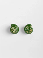 Load image into Gallery viewer, Green Snail Stud Earrings
