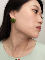 Load image into Gallery viewer, Green Snail Stud Earrings
