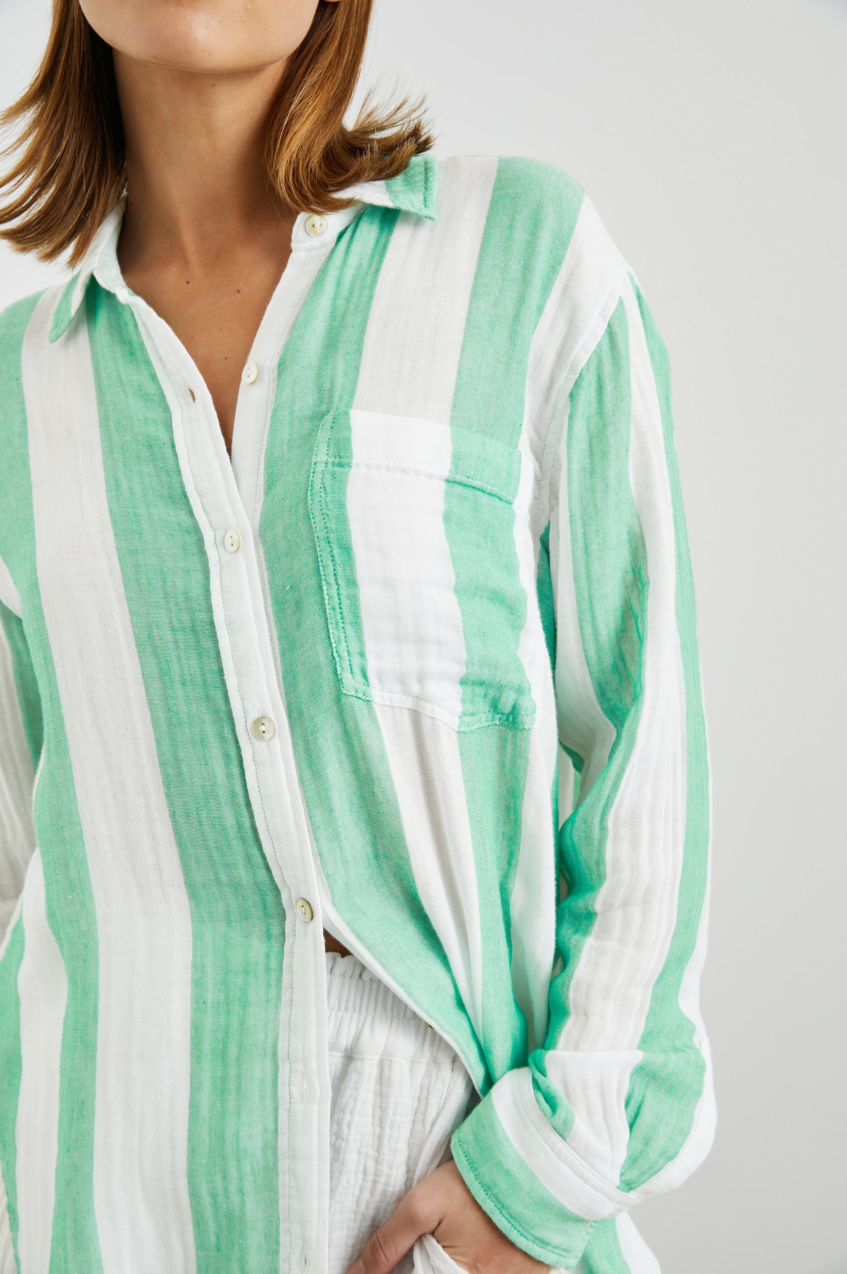 Jaylin Shirt in Jade Stripe