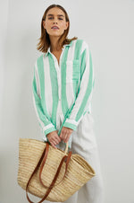 Load image into Gallery viewer, Jaylin Shirt in Jade Stripe
