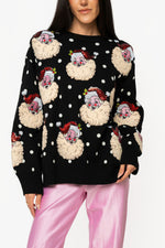 Load image into Gallery viewer, Scattered Polka Dot &amp; Santa Sweater in Black
