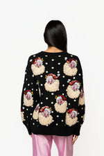 Load image into Gallery viewer, Scattered Polka Dot &amp; Santa Sweater in Black
