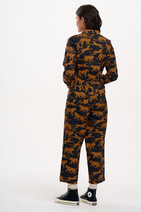 Gertie Cropped Jumpsuit in Large Leopards