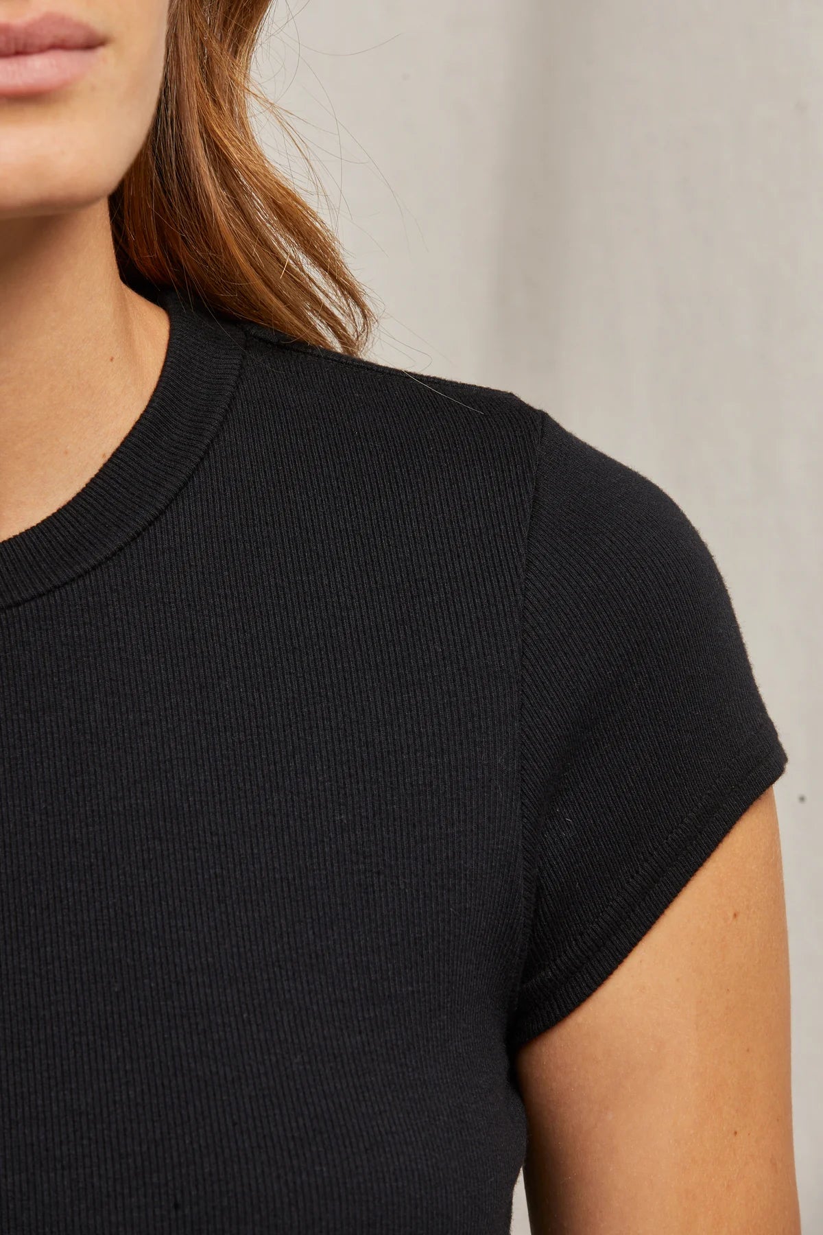 Jude Ribbed Baby Tee in  True Black