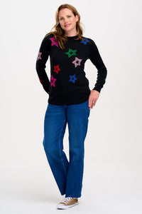 Rita Jumper in Rainbow Stars on Black