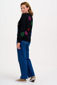 Rita Jumper in Rainbow Stars on Black