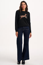 Load image into Gallery viewer, Rowena Jumper in Black Sparkling Deer
