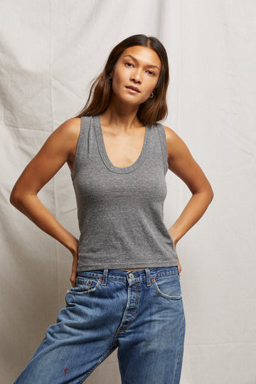 Khara Binded Tank in Heather Grey