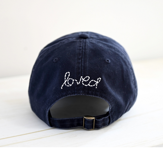 Baseball Hat Heart Patch in Indigo/White