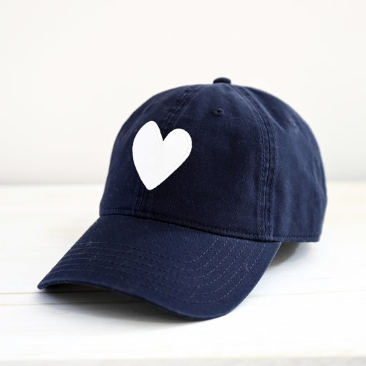 Baseball Hat Heart Patch in Indigo/White