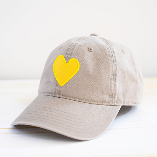 Baseball Hat Heart Patch in Sand/Sunshine