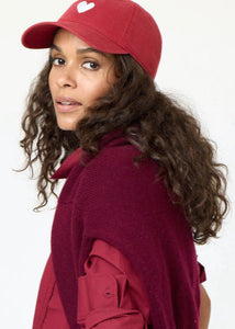 KR Embroidered Heart Hat in Red/White