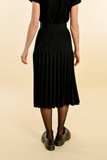 Load image into Gallery viewer, Knit Pleated Skirt in Black
