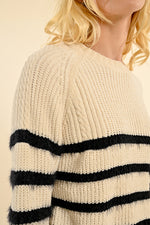 Load image into Gallery viewer, Fuzzy Striped Sweater in Off White/Black
