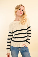 Load image into Gallery viewer, Fuzzy Striped Sweater in Off White/Black
