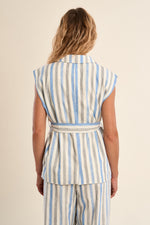 Load image into Gallery viewer, Striped Sleeveless Blazer in Blue
