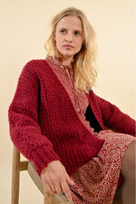 Load image into Gallery viewer, Chunky Knit Cardigan in Burgundy
