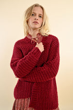 Load image into Gallery viewer, Chunky Knit Cardigan in Burgundy
