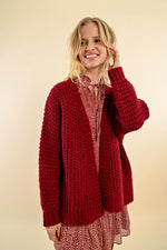 Load image into Gallery viewer, Chunky Knit Cardigan in Burgundy
