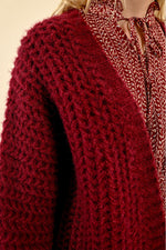 Load image into Gallery viewer, Chunky Knit Cardigan in Burgundy
