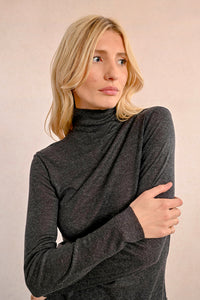 Knitted Thin Turtleneck in Charcoal