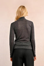 Load image into Gallery viewer, Knitted Thin Turtleneck in Charcoal
