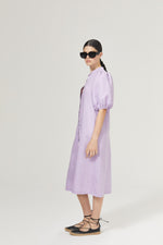 Load image into Gallery viewer, Bubble Linen Dress in Bright Lilac
