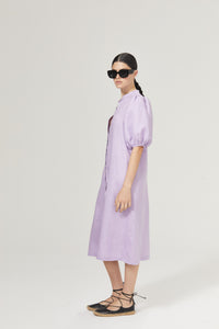 Bubble Linen Dress in Bright Lilac