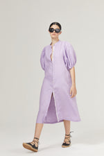 Load image into Gallery viewer, Bubble Linen Dress in Bright Lilac
