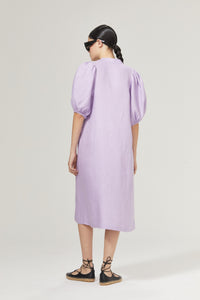 Bubble Linen Dress in Bright Lilac