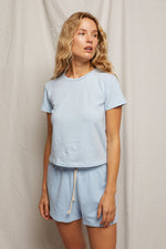 Load image into Gallery viewer, Lisa Recycled Cotton Tee Vintage Fitted Crew in Sky Blue
